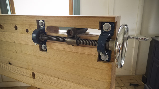 Wagon Vise or Tail Vise for Moravian Workbench from underneath
