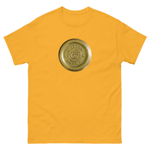 Disston Hand Saw Medallion Woodworking Shirt Gold Yellow Woodworking T-shirt
