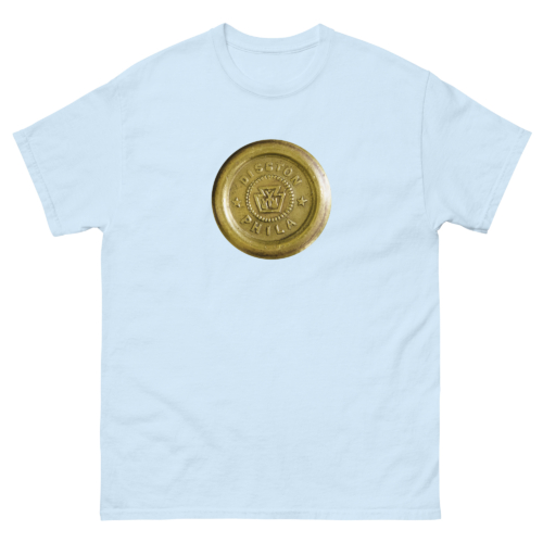 Disston Hand Saw Medallion Woodworking Shirt Light Blue Woodworking T-shirt