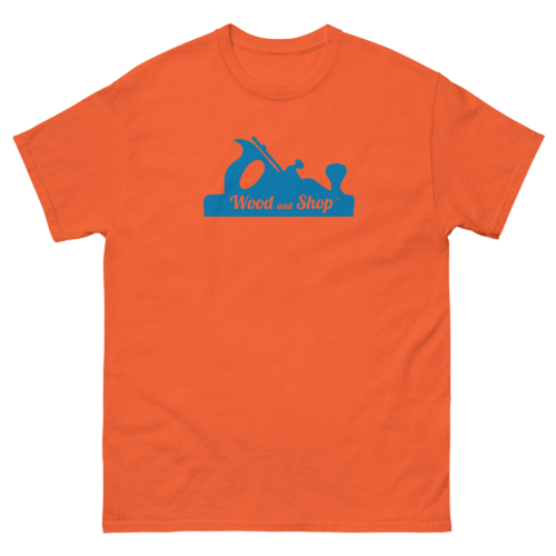Wood and Shop Logo Woodworking Shirt Orange Woodworking T-shirt