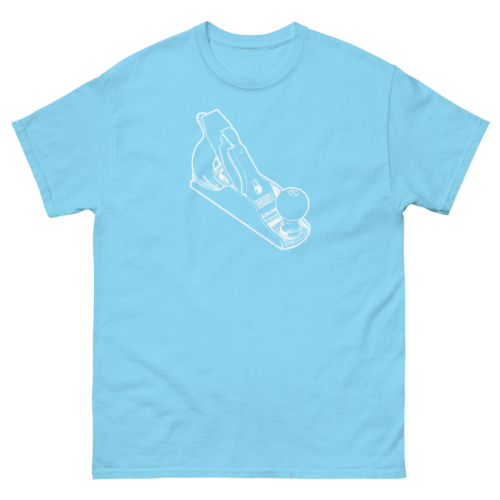 Bedrock Handplane Woodworking Shirt sky blue woodworking t-shirt